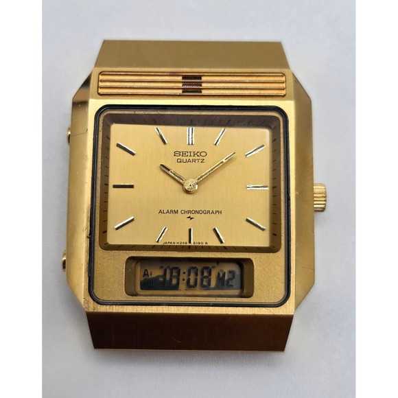Seiko Other - Vintage Seiko Ana-Digi Alarm Chronograph Gold Tone H249-5149 For Parts Repair